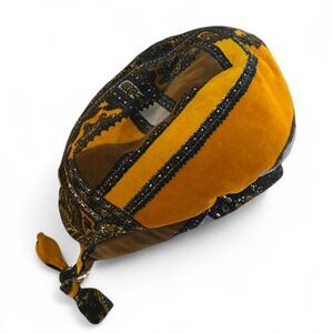 1970s Yves Saint Laurent Orange Paisley Velour Beret/Turban